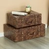 Vintiquewise Suitcase Storage Trunk with Faux Leather, PK 2 QI003979.2